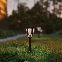 Tulip Lantern Style Set of (8) LED Solar Outdoor Weather Resistant Path Lights with Stakes