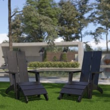 Set of (2) 31" W Modern Adirondack Outdoor All Weather Chairs with Foot Rests