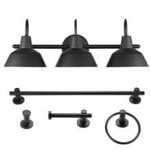 3 Light 24" Wide Bathroom Vanity Light Set with Towel Bar, Towel Ring, Robe Hook, and Toilet Paper Holder