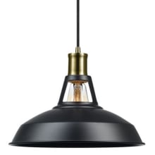 Doma 1-Light Plug-In or Hardwire Pendant with 15 Feet Black Woven Fabric Cord