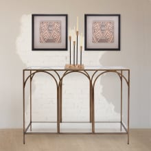 Alexis 42" Wide Glass Top Metal Console Table