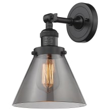 Walter 8" Wide Bathroom Sconce with Smoked Glass Shade