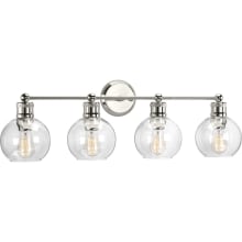 Aubrey 4 Light 33-1/2" Wide Bathroom Vanity Light with Clear Glass Shades