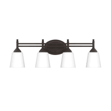 Wise 4 Light 28" Wide Bathroom Vanity Light with Frosted Glass Shades