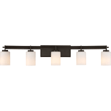 Preble 5 Light 41" Wide Bathroom Vanity Lights with Patterned/Etched Glass