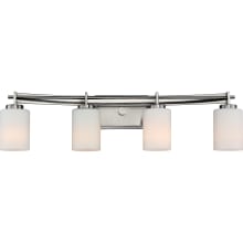 Preble 4 Light 30" Wide Bathroom Vanity Light with Glass Cylinder Shades