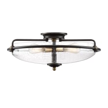 Dallam 4 Light 21" Wide Flush Mount Bowl Ceiling Fixture with Seeded Glass Shade