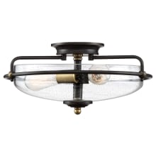 Dallam 3 Light 17" Wide Flush Mount Bowl Ceiling Fixture with Seeded Glass Shade