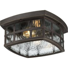 Cambria 2 Light 12" Wide Flush Mount Outdoor Ceiling Fixture with Glass Square Shade