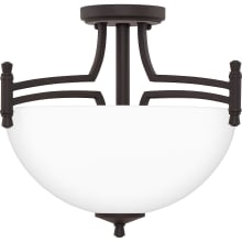 Wise 2 Light 15" Wide Semi-Flush Bowl Ceiling Fixture with Frosted Glass Shade