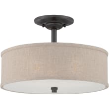 Somerset 3 Light 17" Wide Semi-Flush Ceiling Fixture with Fabric Shade