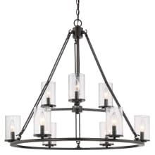 Lauderdale 9 Light 33" Wide Chandelier with Glass Cylinder Shade