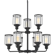 Duplin 9 Light 28" Wide Chandelier with Clear Glass Shades