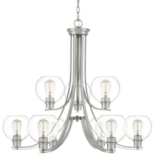 Gentry 9 Light 34" Wide Chandelier with Clear Glass Shades