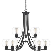 Gentry 9 Light 34" Wide Chandelier with Clear Glass Shades