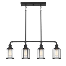 Duplin 4 Light 34" Wide Linear Chandelier with Clear Glass Shades