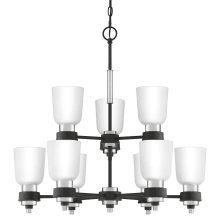 Stafford 9 Light 27" Wide Chandelier with Frosted Glass Shades