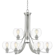 Gentry 9 Light 34" Wide Chandelier with Seedy Glass Shades