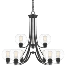 Gentry 9 Light 34" Wide Chandelier with Seedy Glass Shades