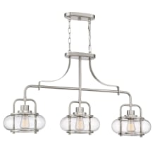 Socorro 3 Light 38" Wide Linear Chandelier with Clear Seedy Glass Shade