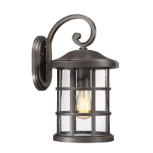 Halifax Single Light 18" Tall Outdoor Lantern Style Wall Sconce with Seedy Glass Shade