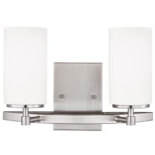 Kenney 2 Light 14" Wide Vanity Light with Etched Glass Shade