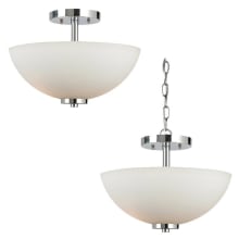 Pope 2 Light 14" Wide Full Sized Pendant Converts to Semi-Flush with Etched Glass Shade