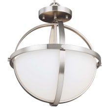 Kenney 2 Light 14" Wide Full Sized Pendant Converts to Semi-Flush with Etched Glass Shade