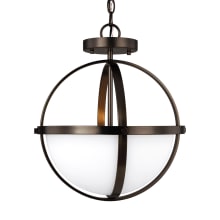 Kenney 2 Light 14" Wide Full Sized Pendant Converts to Semi-Flush with Etched Glass Shade