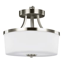 Hamel 2 Light 13" Wide Full Sized Pendant Converts to Semi-Flush with Etched Glass Shade