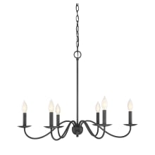 6 Light 30" Wide Taper Candle Chandelier