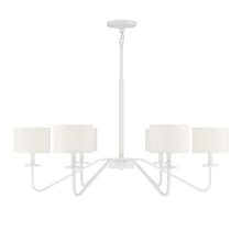 6 Light 42" Wide Chandelier with White Fabric Shades