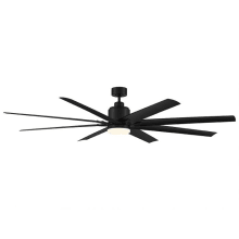 Single Light 8 Blade Integrated LED Hanging Indoor / Outdoor Ceiling Fan with Frosted Glass Shade