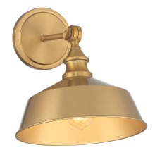 10" Tall Wall Sconce with a brass dome shade