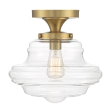 12" Wide Semi-Flush Ceiling Fixture with a clear glass specialty shade