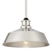 14" Wide Pendant with a brass dome shade