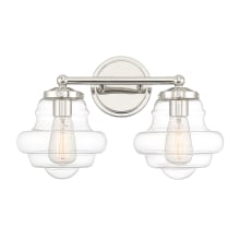 2 Light 17" Wide Vanity Light with a clear glass specialty shade