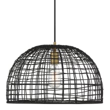 18" Wide Single Light Pendant with Rattan Shade