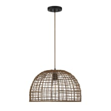 18" Wide Single Light Pendant with Rattan Shade