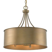 4 Light 18" Wide Pendant with Metal Drum Shade