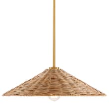20" Wide Pendant with Rattan Shade