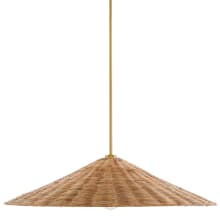 35" Wide Pendant with Rattan Shade