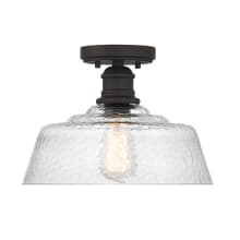 13" Wide Semi-Flush Ceiling Fixture with a patterned glass tapered shade
