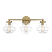 3 Light 26" Wide Vanity Light with Clear Glass Shades