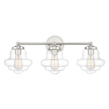 3 Light 26" Wide Vanity Light with Clear Glass Shades