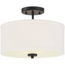 13" Wide Semi-Flush Ceiling Fixture with Fabric Shade