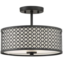 13" Wide Semi-Flush Ceiling Fixture with Decorative Metal Grate