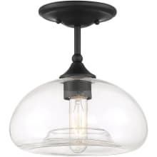 11" Wide Semi-Flush Ceiling Fixture with Clear Glass Shade