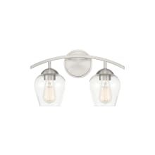 2 Light 16" Wide Bathroom Vanity Light with Clear Glass Shades