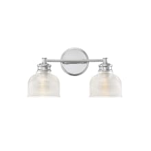 2 Light 16" Wide Bathroom Vanity Light with Halophane Glass Shades